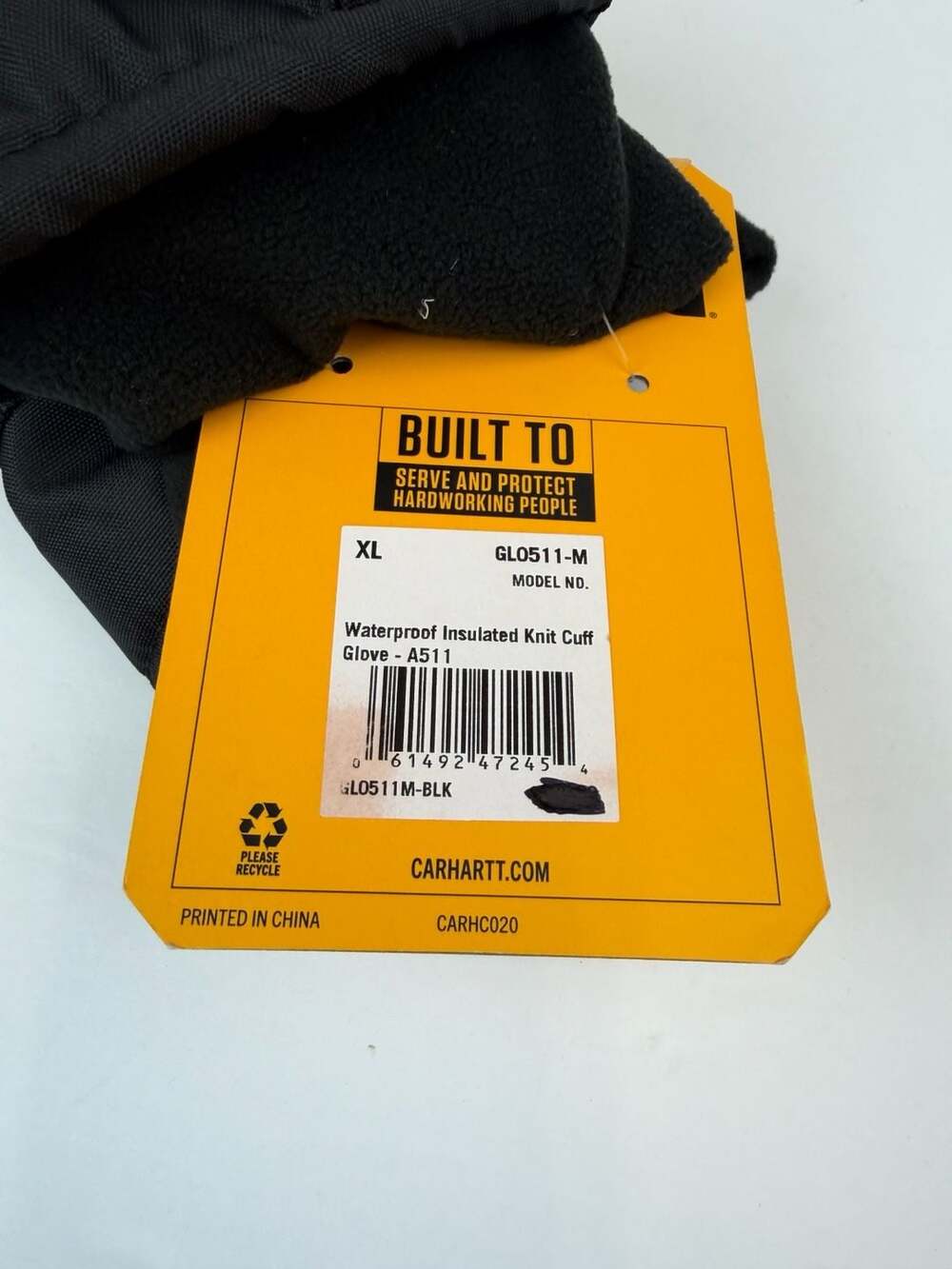 Carhartt Men's Waterproof Insulated Knit Cuff Glove - A511 Size XL Black - Picture 2 of 5